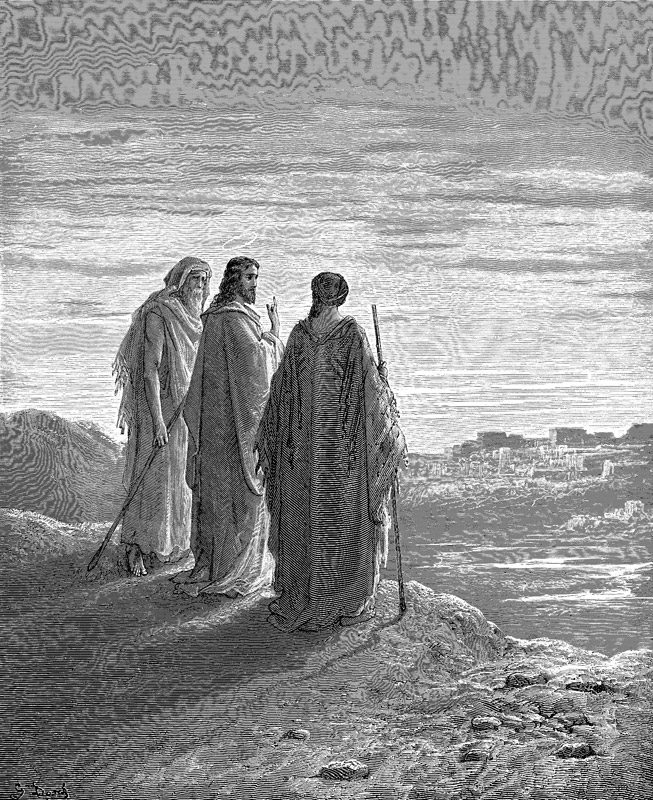 Jesus e os discípulos indo para Emaus - Dore